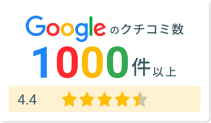 Googleのクチコミ数1200件以上